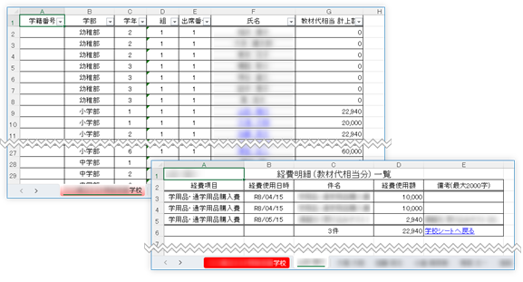 経費明細(教材代 相当)一覧